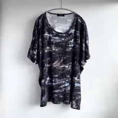 パドカレ リネン100% 手捺染プリント ワイド カットソー