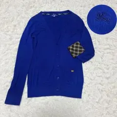 バーバリーブルーレーベル　カーディガン　ロング　Mサイズ　長袖　青　ノバチェック