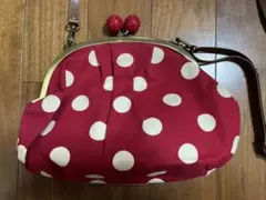 赤と白の水玉模様がま口ショルダーバッグ