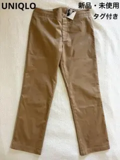 【新品・未使用】UNIQLO ユニクロ★薄茶ストレッチピケ★スリムパンツ★61