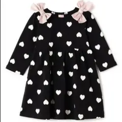 プティマイン　長袖　ハート　ワンピース　女の子　リボン　130　今期品