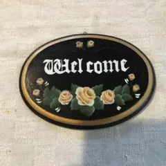 Welcomeボード　トールペイント木製 バラ柄のサムネイル