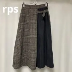 rps チェック柄 スカート ブラウン ウエストゴム M 秋 冬