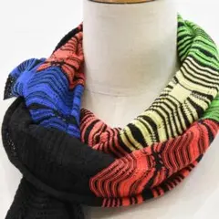 新品タグ付3.2万◇MISSONI◇リネンブレンドニットストール◇マルチカラー
