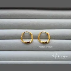 P063G　ツイスト　ゴールド　SILVER925純銀　ねじれフープピアス