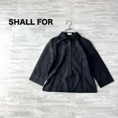 ⓪ 美品 オンワード SHALL FOR 長袖 ブラウス 織り柄 透け感 黒 9のサムネイル