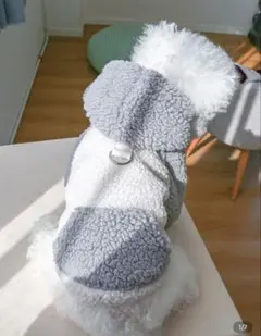 犬服 フード付き ボア素材 グレー Sサイズ