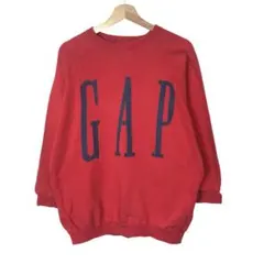 GAP ギャップ　9部袖スウェットトレーナー　デカロゴ　クルーネック　レッド