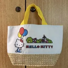 ハローキティ ミニ　トートバッグ　かご風バック　お弁当バック