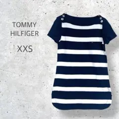 【TOMMY HILFIGER】　希少サイズ　ロング丈　Tシャツ　ボーダー