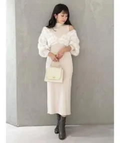 MERCURYDUO 2WAYジャガードカーデドッキングニットワンピース