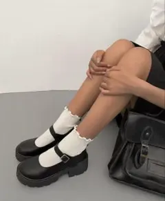 厚底 メリージェーン ストラップシューズ ブラックのサムネイル