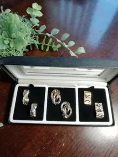 pierre cardin ピエールカルダン イヤリング 3点 ミラー付きケース