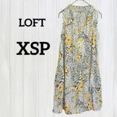 LOFT【XSP】花柄 フリルネック ノースリーブ チュニック ワンピース