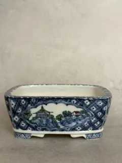 逸品 市之倉石州　本人作　紫泥象嵌額入染付山水図　盆栽鉢　豆鉢 逸品 市之倉石州 本人作 紫泥象嵌額入染付山水図 盆栽鉢 豆鉢 - メルカリ