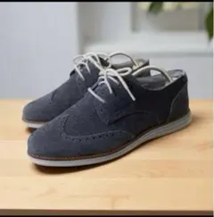 COLE HAAN ルナグランド ウィングチップ 8B スエード 水色グレー