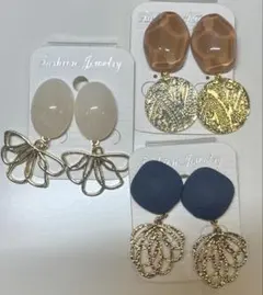 3点セット　709 ハンドメイド　樹脂　金属　ピアス　イヤリング　まとめ売り