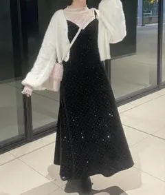 apres jour ベロアリボンキャミワンピース