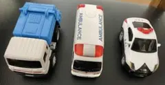 マルカ　ドライブタウン　清掃車　パトカー　救急車　ミニカー　働くクルマ3点セット