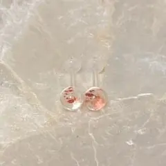 ガラス製ピアス18G クリア&ローズラメ ハンドメイド