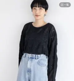 LEPSIM 総レースプルオーバー　レプシィム　ブラック　カットソー