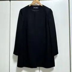 東京ソワール　SOIRPERLE ブラック ノーカラー　ロングジャケット 11号