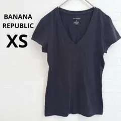 バナナリパブリック【XS】Vネック Tシャツ ブラック 綿 ストレッチのサムネイル