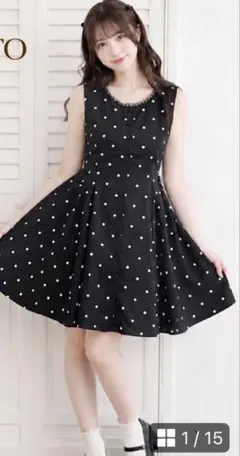 Mille Fille Closet ハート模様 ドット柄ドールワンピースのサムネイル