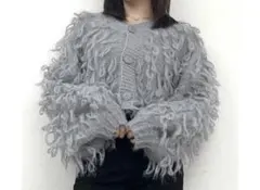 フリンジ付きグレーショートカーディガンのサムネイル