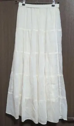 タグ付き未使用 インド綿 フレアマキシスカート オフホワイトのサムネイル
