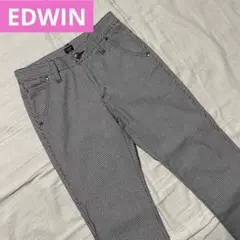 ●エドウィンプルミエ●ストレッチパンツ サイズ9黒白系 チェック ゴルフ 裏起毛