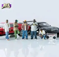 1/64フィギュア 6点セット黒人男性の集まり ジオラマ 西海岸 ギャング