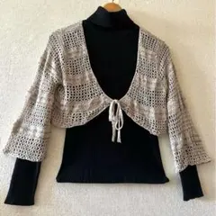 レーヨン100%シルクの様な光沢&しなやかさ、ボレロ ニットカーディガン