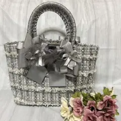 極美品☆Le creative？レクリエイティブ トートバッグ ツイード リボン