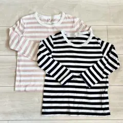 美品　『無印良品』 キッズ 長袖ボーダーカットソー2枚セット