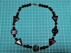 オニキス×アートストーン ネックレス ブラウンゴールド ヴィンテージ調のサムネイル