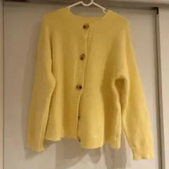 黄色　カーディガン　ニットFサイズ　体型カバー