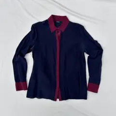 【古着難あり】MAX&Co. GOMLEK BLOUSEネイビー×ボルドーのサムネイル