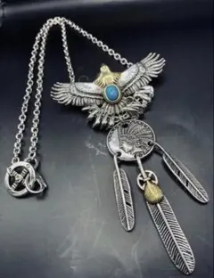301 インディアンジュエリー イーグル フェザーネックレス