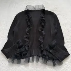 美品 SPECCHIO シャトルプリーツ フリルボレロ ジャケット 黒のサムネイル