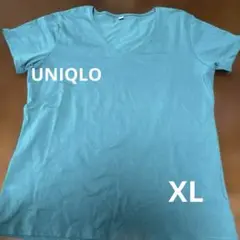 UNIQLO グリーン　半袖Tシャツ　Vネック　無地