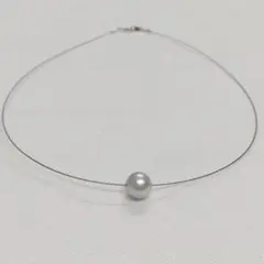新品　あこや本真珠　スルーネックレス　(グレー系ワイヤーネックレス)