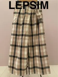 LEPSIM レプシム ベージュ系 チェック柄 ワイドパンツ ベルト付き M