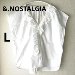 &.NOSTALGIA Vネックフリルブラウス ホワイトカラー Lのサムネイル