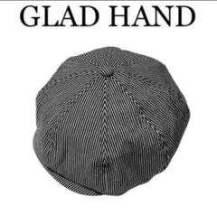 ラスト美品✨️BY GLADHAND ストライプキャスケット ブラックL 革スベリ