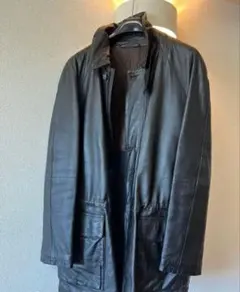 イエガー レザーロングジャケット ウエストゴム付き　本革