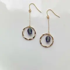 №951　チェコチューリップ×リングピアスイヤリング　ハンドメイド