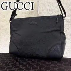【希少】GUCCI グッチ ショルダーバッグ GG キャンバス レザー ブラックのサムネイル