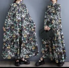 ロングワンピース　大きいサイズ レディース ワンピース　春 秋冬 新品 長袖