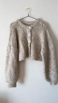 ボリュームスリーブモヘヤニットカーディガン　GRL